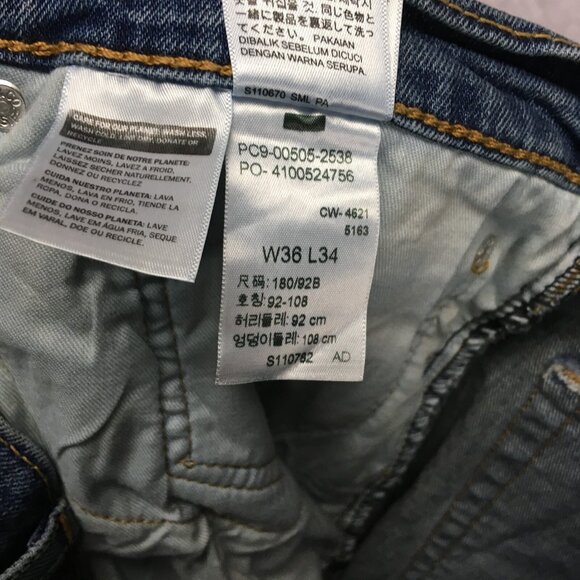 Levis Mens 505 Regular Fit Blue Jeans size 36x34 Stretch Denim Pants - Picture 8 of 16